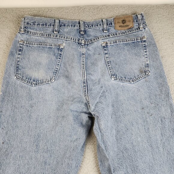 Wrangler Jeans Mens 38x34 Blue Denim Relaxed Fit Straight Rodeo Ranch Hand Work - Picture 9 of 9